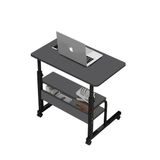 Servetavcı Laptop Sehpası Yükseklik Ayarlı Çift Raflı Laptop Sehpası Ve Çalışma Masası - Antrasit (Tekerli) 70 40