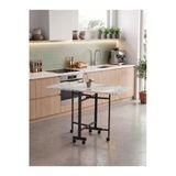 Servetavcı Metalium Katlanır Mutfak Masası 110X68 - Beyaz Mermer (Tekerli)