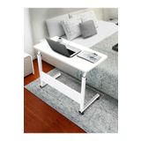 servetavcı Yükseklik Ayarlı Çalışma Masası - Beyaz (TEKERLİ) 80x40 Oval Kenar