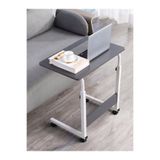 servetavcı Yükseklik Ayarlı Laptop Sehpası Ve Çalışma Masası - Antrasit Beyaz (Tekerli) Oval Kenar - 60x40