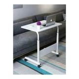 Servetavcı Yükseklik Ayarlı Laptop Sehpası Ve Çalışma Masası - Beyaz (Tekerli) Oval Kenar - 70X40