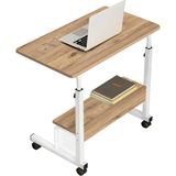 servetavcı Yükseklik Ayarlı Raflı Laptop Sehpası - Atlantik Çam Beyaz (Tekerli) - 70x40