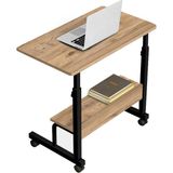 servetavcı Yükseklik Ayarlı Raflı Laptop Sehpası ve Çalışma Masası - Atlantik Çam (Tekerli) 70X40 Oval Kenar
