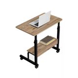 Servetavcı Yükseklik Ayarlı Raflı Laptop Sehpası Ve Çalışma Masası - Ceviz (Tekerli) 70X40 Oval Kenar