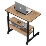 servetavcı Yükseklik Ayarlı ve Çift Raflı Laptop Sehpası ve Çalışma Masası - Atlantik Çam (Tekerli) 70 x 40 cm - 70x40