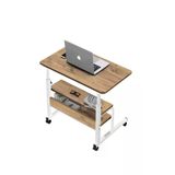 Servetavcı Yükseklik Ayarlı Ve Çift Raflı Laptop Sehpası Ve Çalışma Masası - Çam Beyaz (Tekerli) 70X40