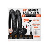 Service 20x1.125 Bisiklet Dış Lastik ve 20x1.75-2.125 İç Lastik Seti | 2 Dış + 2 İç Lastik | AV38