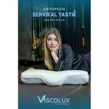 Servikal Boyun Destekli Ortopedik Yastık - Boyun Düzleşmesi Visco Yastık 56x34x10,5 Pembe