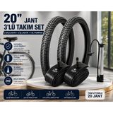 Servis 20X1.95 Dış Lastik (Throne) Bisiklet Lastiği ve Iç Lastiği (2 Adet Dış Lastik + 2 Adet Iç Lastik+ 1 Adet Bisiklet Pompası) - Siyah