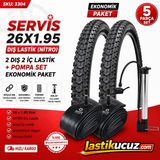 Servis 26X1.95 Dış Lastik (Nitro) Bisiklet Lastiği + İç Lastik (2 Şer Adet Takım)