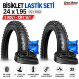 Servis Bisiklet Lastik Seti 24x1.95 XP NITRO Modeli Siyah Dış ve İç Lastiklerle Yüksek Performans - 24 x 1.95
