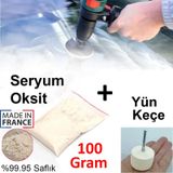 Seryum Oksit Cam Çizik Giderici 100 Gram + Uygulama Yün Keçe