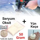 Seryum Oksit Cam Çizik Giderici 50 Gram + Uygulama Yün Keçe