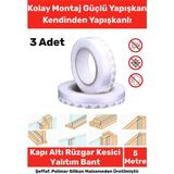 Ses Böcek Toz Önleyici Rüzgar Kesici Kapı Pencere Isı Izolasyon Yalıtım Şeffaf Şerit Bant 5mt 3 Adet - Çift Yönlü