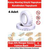 Ses Böcek Toz Önleyici Rüzgar Kesici Kapı Pencere Isı Izolasyon Yalıtım Şeffaf Şerit Bant 5mt 4 Adet - Çift Yönlü