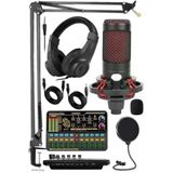 Ses Kartlı Condenser Mikrofon Seti - Kulaklık Ve Stand Dahil