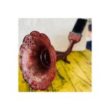 Ses Yükseltici Akustik Metal İşlemeli Pirinç, Bordo, 26 cm Yükseklik