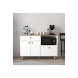 SESA MOBİLYA AKSESUARLARI FREYJA2 Çok Amaçlı Mutfak Dolabı Kahve Köşesi Mikrodalga Fırın Standı Çekmeceli 120x82x44 cm Beyaz