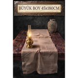 sese design Büyük Boy Organik Ham Keten Runner Premium Doku Linen 45x180cm