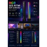 Sese Duyarlı Rgb Led Işık Ritim Işığı 32 Bit Göstergeli Araba/pc/tv/oda/masaüstü Renkli Led Işık Şarjlı Ekolayzır Işık