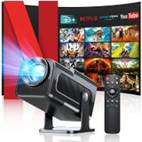 Seseno projektör, Mini projektör, 4K FHD 1080P Taşınabilir projektör, Android 11.0 5G WiFi 6 BT 5.0 destekli, Otomatik trapez düzeltme, 150 inç, 360 derece döner Akıllı projektör, Telefon/PC/Dizüstü
