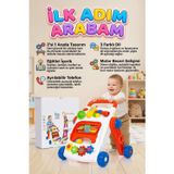 Sesli 3 Dil Seçenekli 2'si 1 Arada Oyuncak İlk Adım Arabası ve Eğitici Aktivite Oyun Merkezi