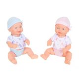 Sesli İkiz Bebekler Oyun Seti (32 Cm) - Biberonlu Pilli Et Bebekler (Piller Dahil)