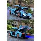 Sesli Işıklı Buhar Atan Metal Die Cast Model Mavi Spor Oyuncak Araba 20x8x5 Cm
