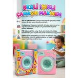 Sesli Işıklı Pilli 4 Düğmeli Çamaşır Makinası Kapakları Açılabilir Fonksiyonlu Eğitici Oyuncak Seti