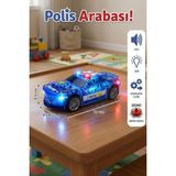 Sesli Şeffaf Oyuncak Polis Arabası Dişli Mekanizmalı Otomatik Hareketli 20 cm