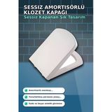 Sessiz Amortisörlü 44X35 Cm Beyaz Kare Klozet Kapağı - Yavaş Kapanan Mekanizma Bx-313437