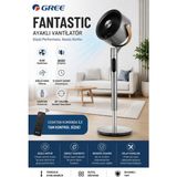 Sessiz Dc Motor, 8 Kademe, Dikey-Yatay Salınım, Dijital Kontrol Gri Gree Fantastic Ayaklı Vantilatör FXDZWK-2305BAG5