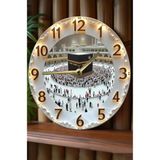 Sessiz Yuvarlak Ahşap Duvar Saati, Kuvars Hareketli 3D Görünümlü 2d Saat SDW092 - 33 x 33 cm