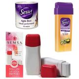 Sesu Kartuş Roll-On Ağda Makinesi+ Normal Cilt AĞDA+10MT Ağda Bezi - Azulen