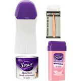 Sesu Roll-On Kartuş Ağda Ağda Makinesi Isıtıcısı Ağda Bezi Hassas Cilt Set ve Cımbız Hediyeli