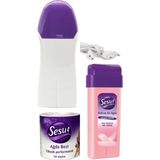 Sesu Roll-On Kartuş Ağda Seti Hassas Ciltler İçin 100 ml Ağda ve 10 mt Ağda Bezi ile Makineli