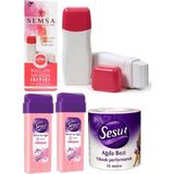 Sesu Roll-On Kartuş Ağda x 2 + Ağda Isıtıcısı + Ağda Bezi Hassas Cilt Set