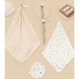 Set ( 1 adet müslin battaniye, 1 adet penye battaniye, 1 adet emzik askısı ) - Desenli