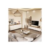 Set 1280-2100-1700 Monza Membran (Mdf Kapaklı) Bohem Tv Ünitesi-Orta Sehpa-Konsol Seti Sepet-Beyaz