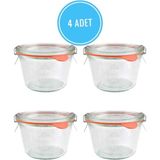 Set 4 Adet 370 ml Şeffaf Kavanoz, Saklama ve Sunum Için Ideal - Ahşap - Bej - Siyah