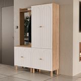 Set 5080-5084 Rapsody Sol Aynalı 6 Kapaklı (Membran) 7 Askılı Bohem Portmanto Sepet-Beyaz