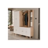 Set 5084-5072-5088 Rapsody Sağ Aynalı 7 Kapaklı (Membran) 9 Askılı Bohem Portmanto Sepet-Beyaz