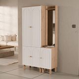 Set 5084-5088 Rapsody Sağ Aynalı 5 Kapaklı (Membran) 5 Askılı Bohem Portmanto Sepet-Beyaz