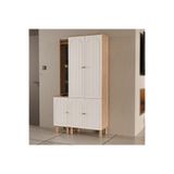 Set 5089-5084 Rapsody Sol Aynalı 5 Kapaklı (Membran) 5 Askılı Bohem Portmanto Sepet-Beyaz