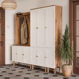 Set 5090-5094-5093 Roma Sol Aynalı 9 Kapaklı (Membran) 9 Askılı Raflı Bohem Portmanto Atlantik Çam