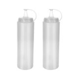 Set 700 ml Şeffaf Plastik Sos Şişesi ve Yağdanlık - Kapaklı Sıkılabilir Sosluk, Ketçap, May