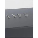 SET 925 Ayar Gümüş 4'lü Hızma Seti Kadınlar İçin 1,5mm-2mm-2,5mm Taşlı Yuvarlak ve Kare Tektaş