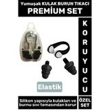 Set Elastik Yumuşak Havuz Deniz Su Sızdırma Gürültü Önleyici Kulak Burun Tikaci Seti