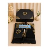 Set Sepetim Premium Siyah Çeyizlik Damat Seccade Seti – Özel Kutusunda Dini Ramazan Hediyelik Bohça Seti
