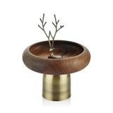 Seta Oturan Geyik Figürlü Ahşap Tabak Ayaklı Bronz 26 * 26 * 31 Cm
